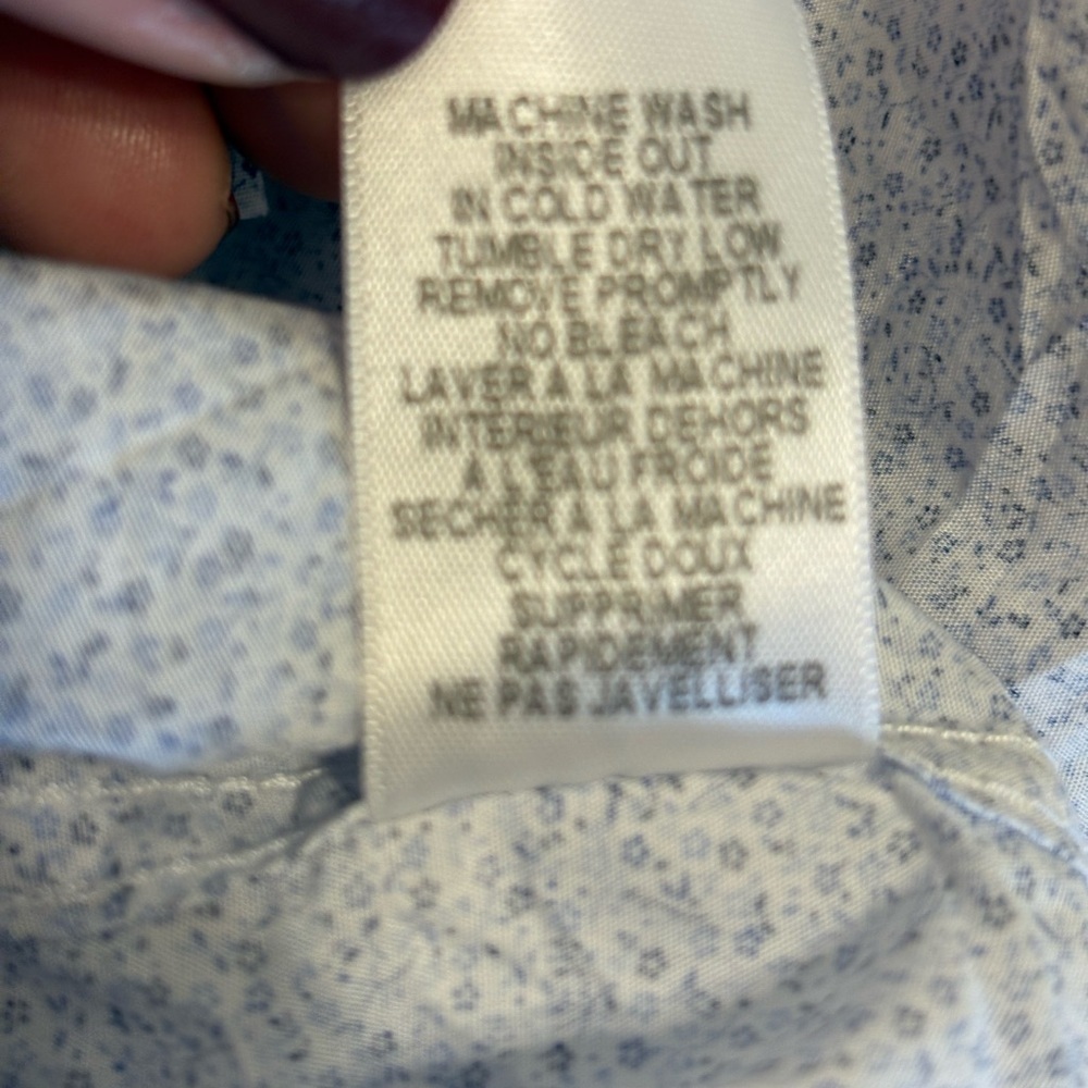 F&E Barry Shirt M Barneys New York Exclusive Blue Micro Ditsy Floral Button‑Down - Picture 9 of 9